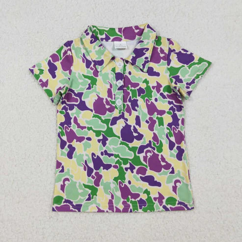 Adult man mardi gras short sleeve polo top