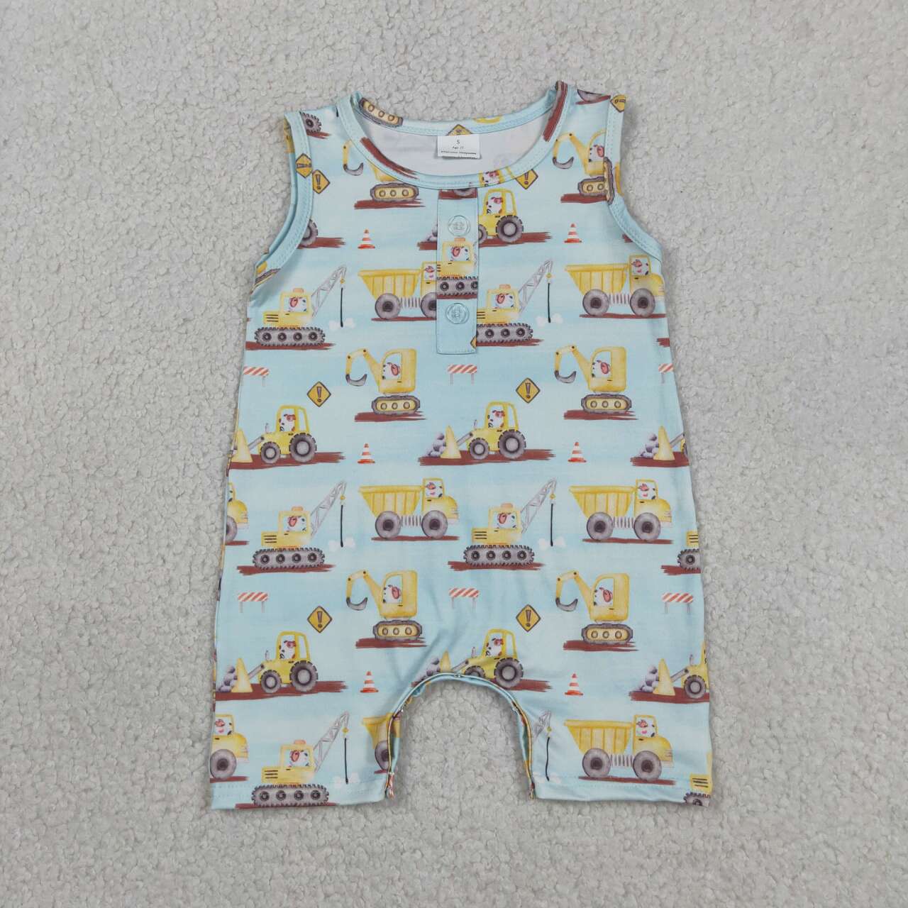 Toddle baby boy construction romper