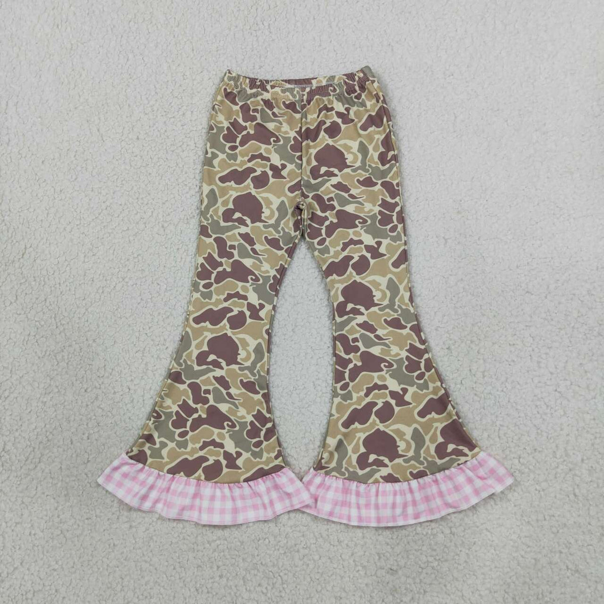 Khaki camo girls bell bottom pants