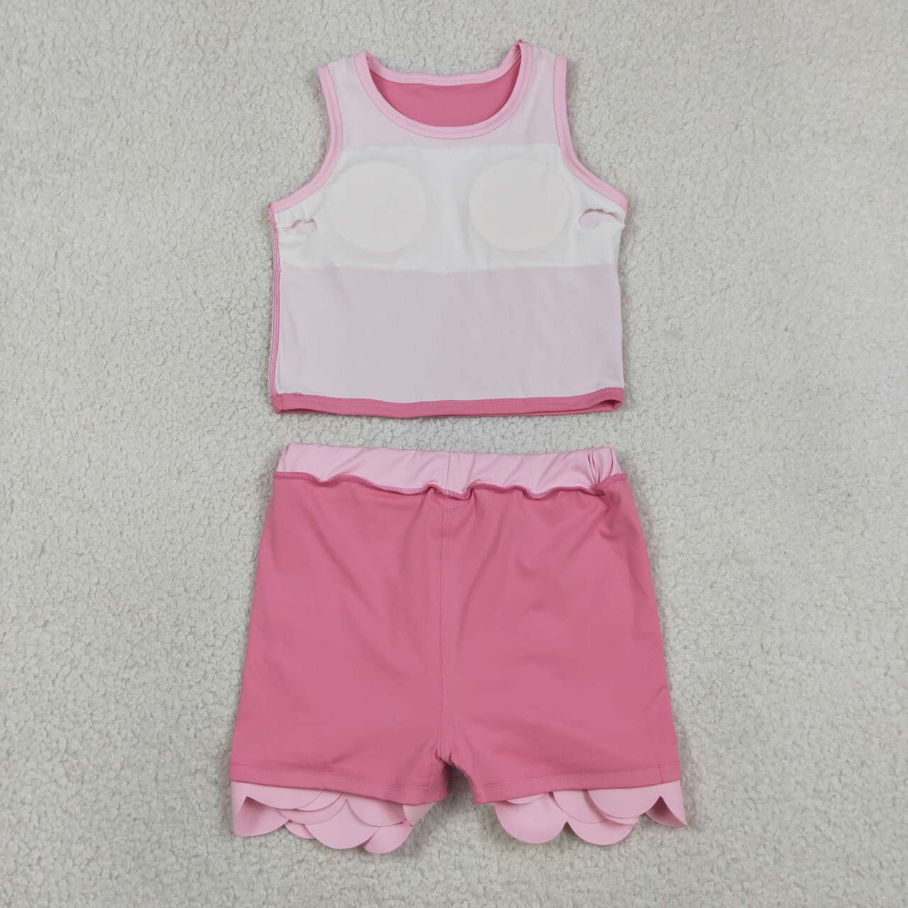 Pink yoga top matching skorts girls summer outfit