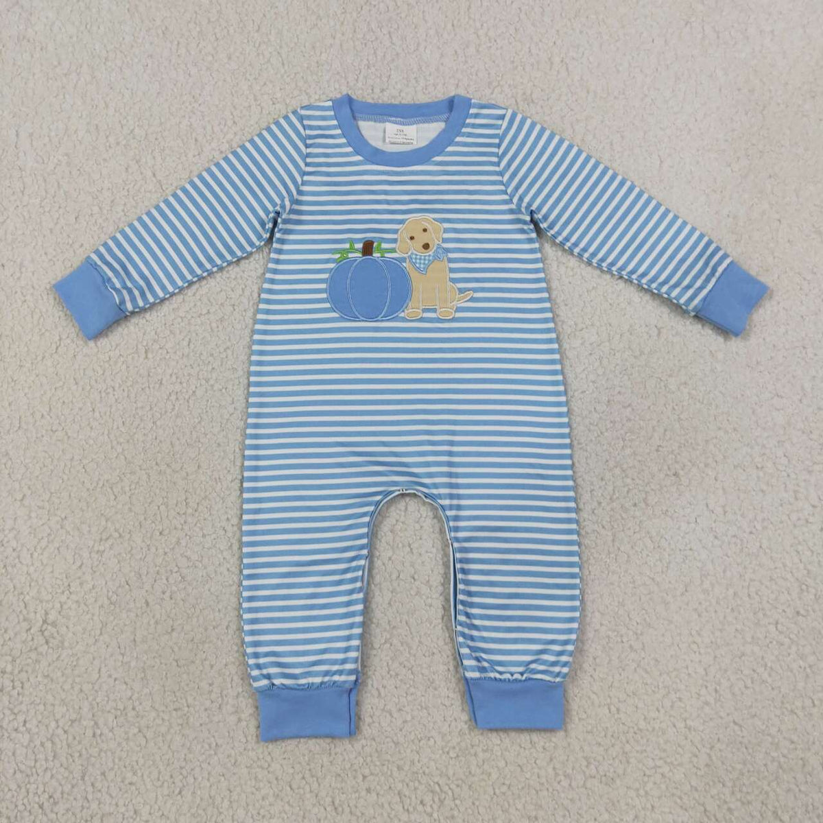 Toddle baby boy fall pumpkins embroidery design romper