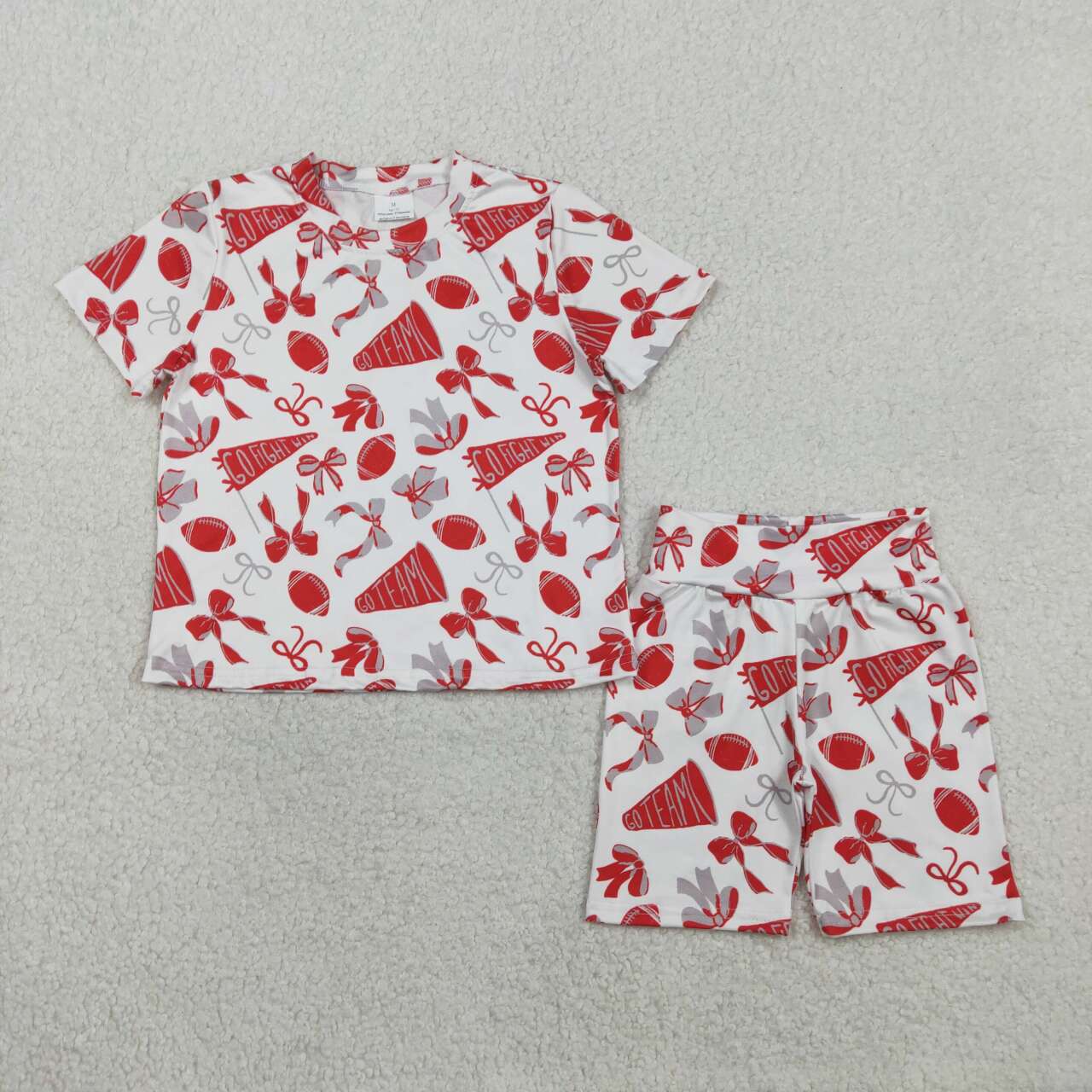 Red football team kids girls summer outfit