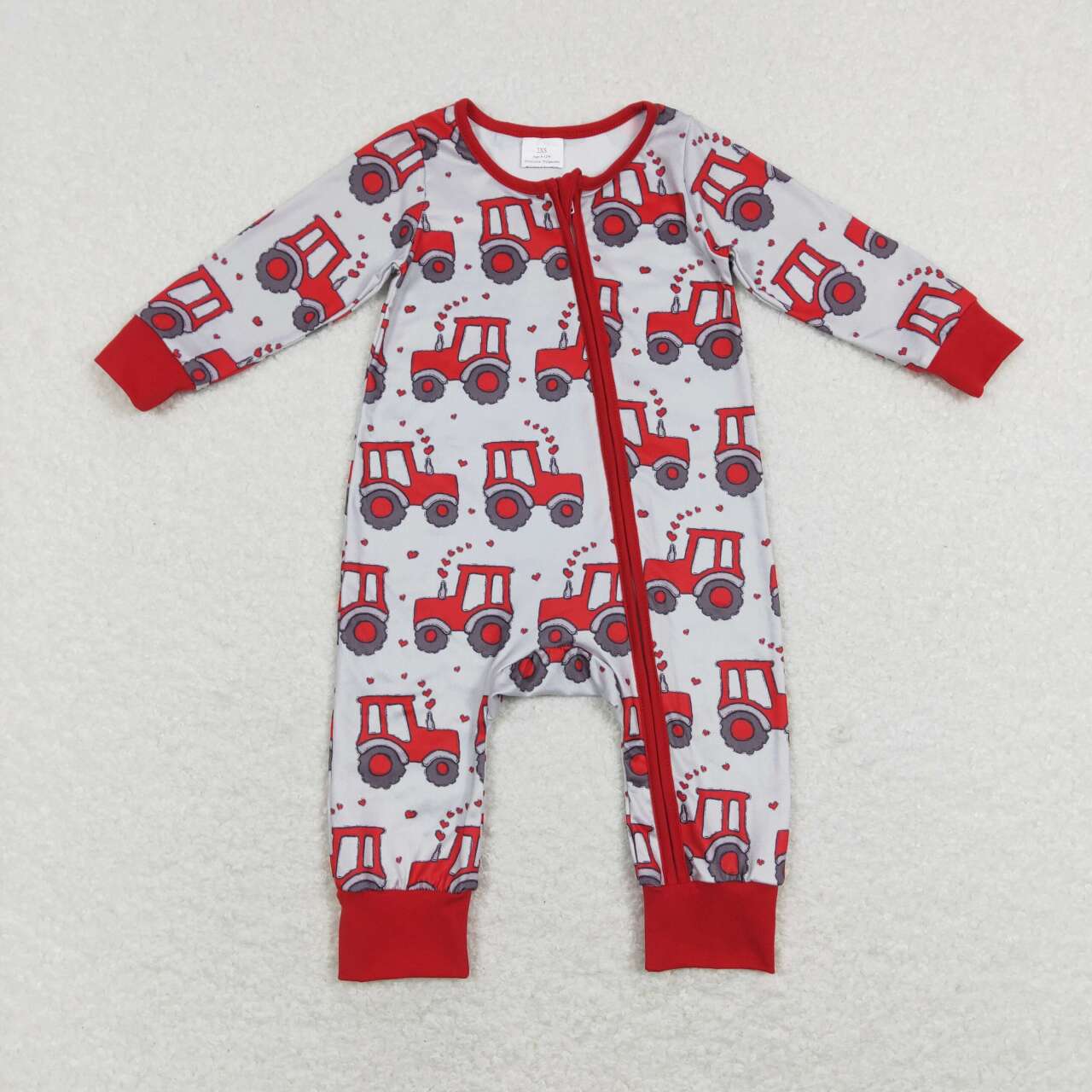 toddle baby long sleeve farm tractor valentines heart romper