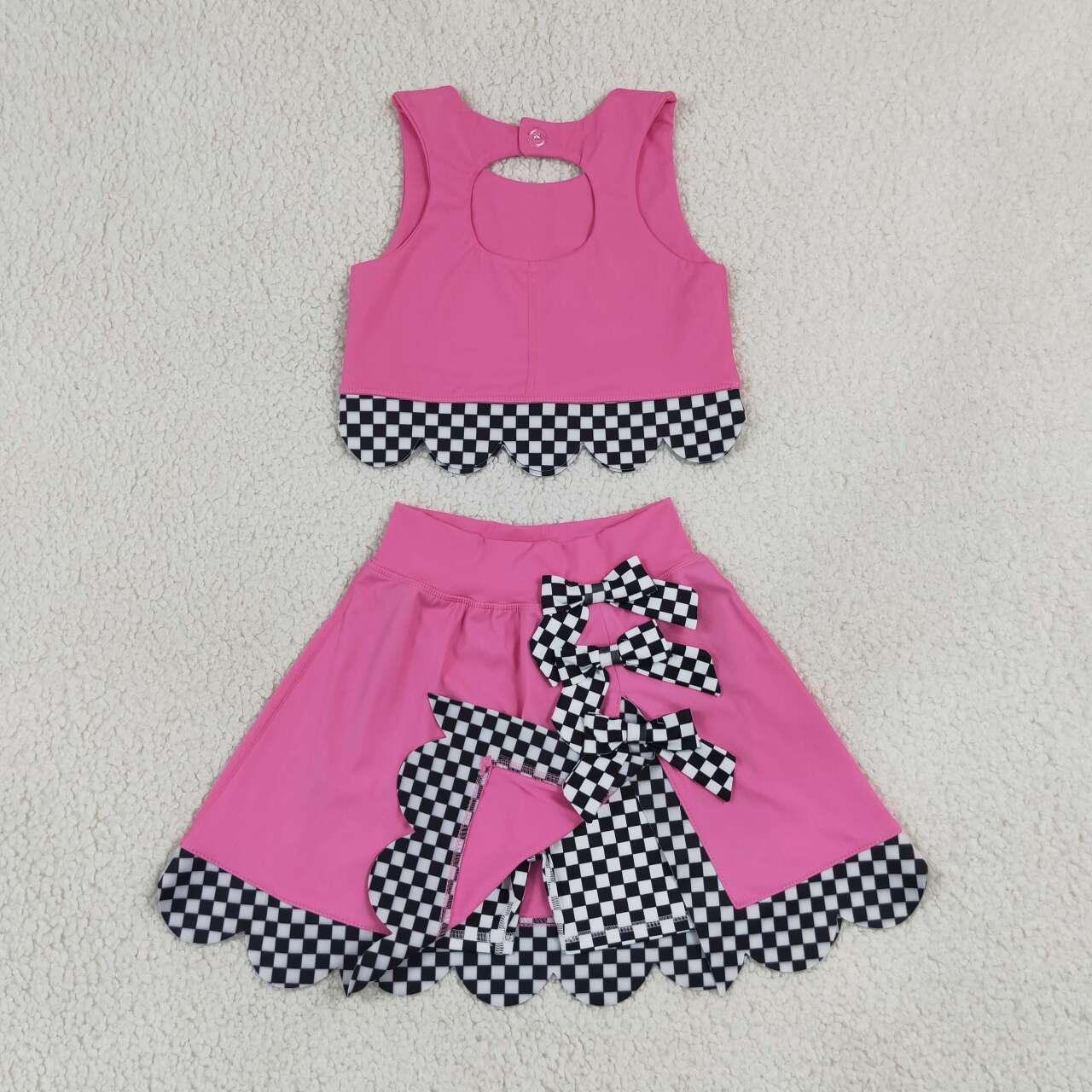 Hot pink yoga top matching skorts girls summer outfit