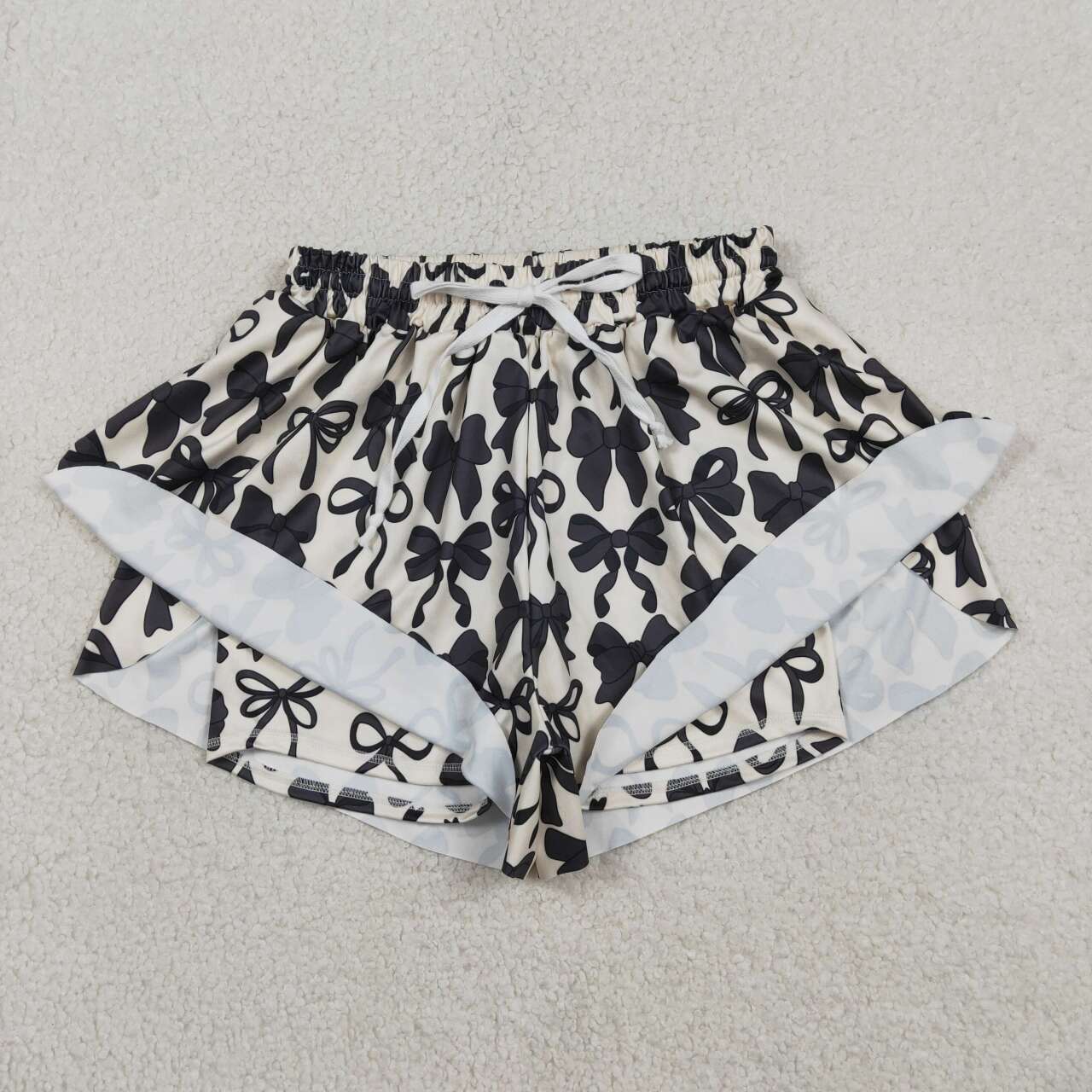 Mommy and me black bow summer shorts