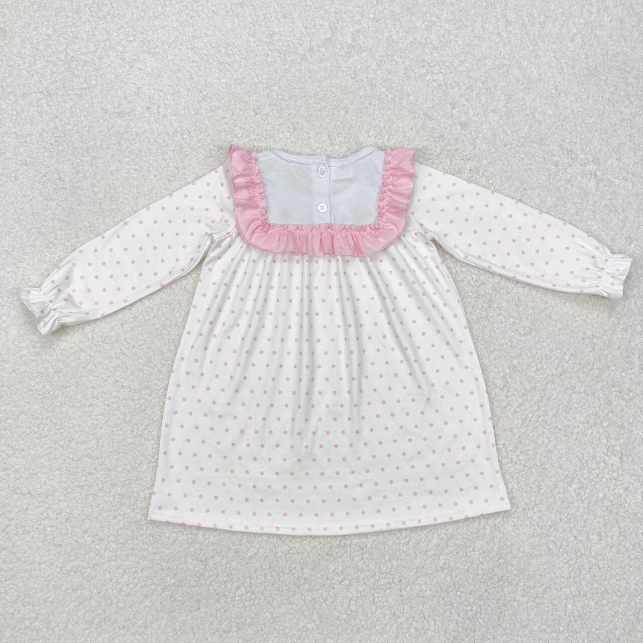 Baby girls Easter embroidery cross polka dots dress