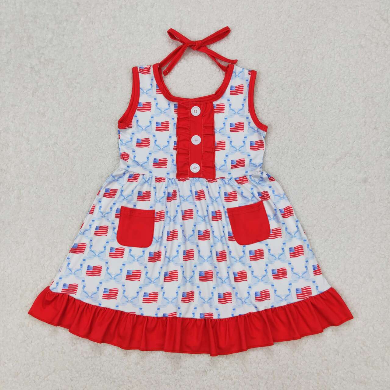 Baby girls American flag July 4th dress