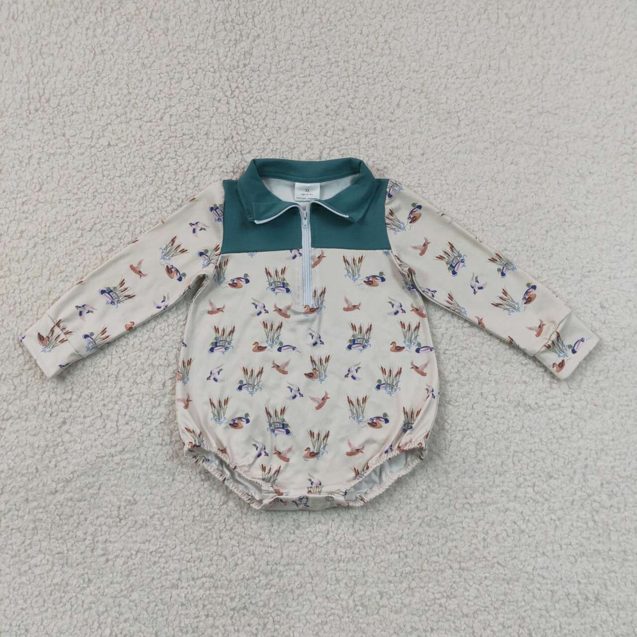 Toddle baby boy mallard duck print long sleeve romper