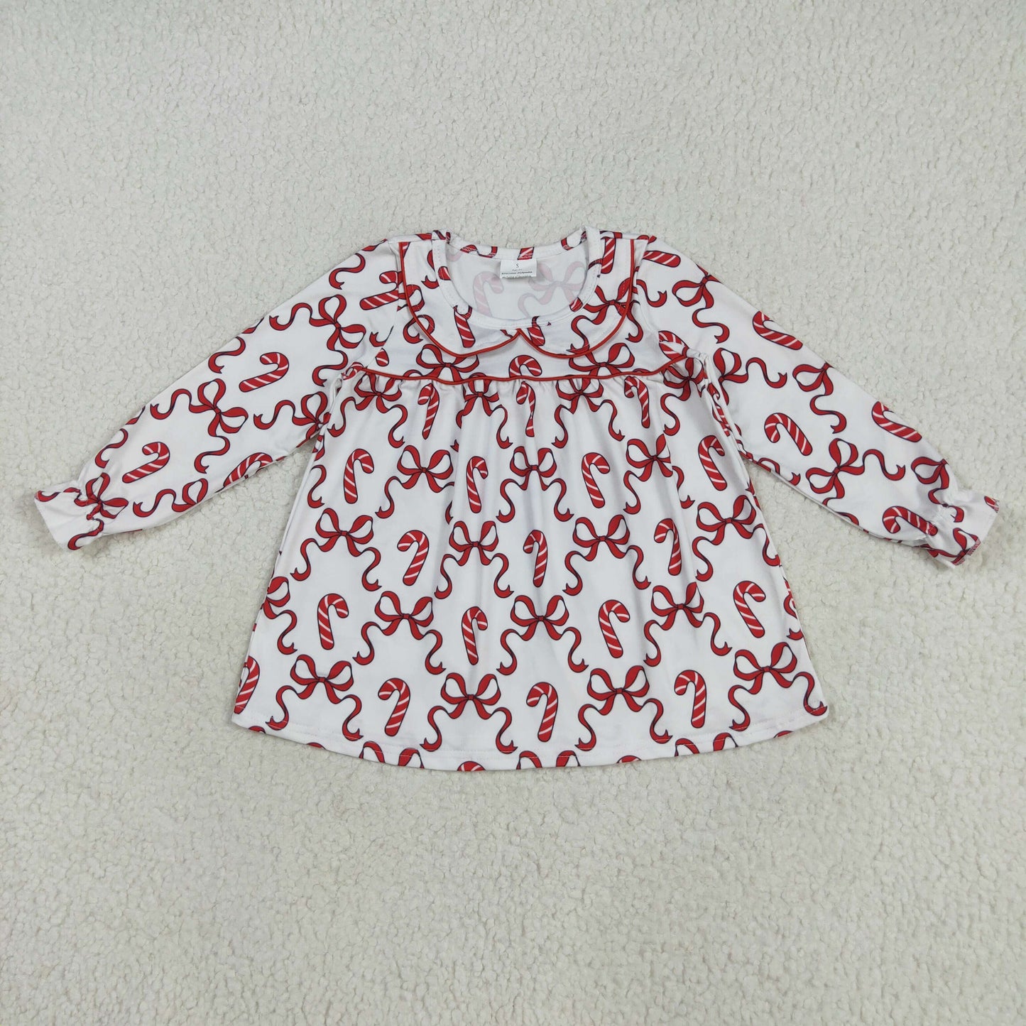 Baby girls Christmas red bow long sleeve dress