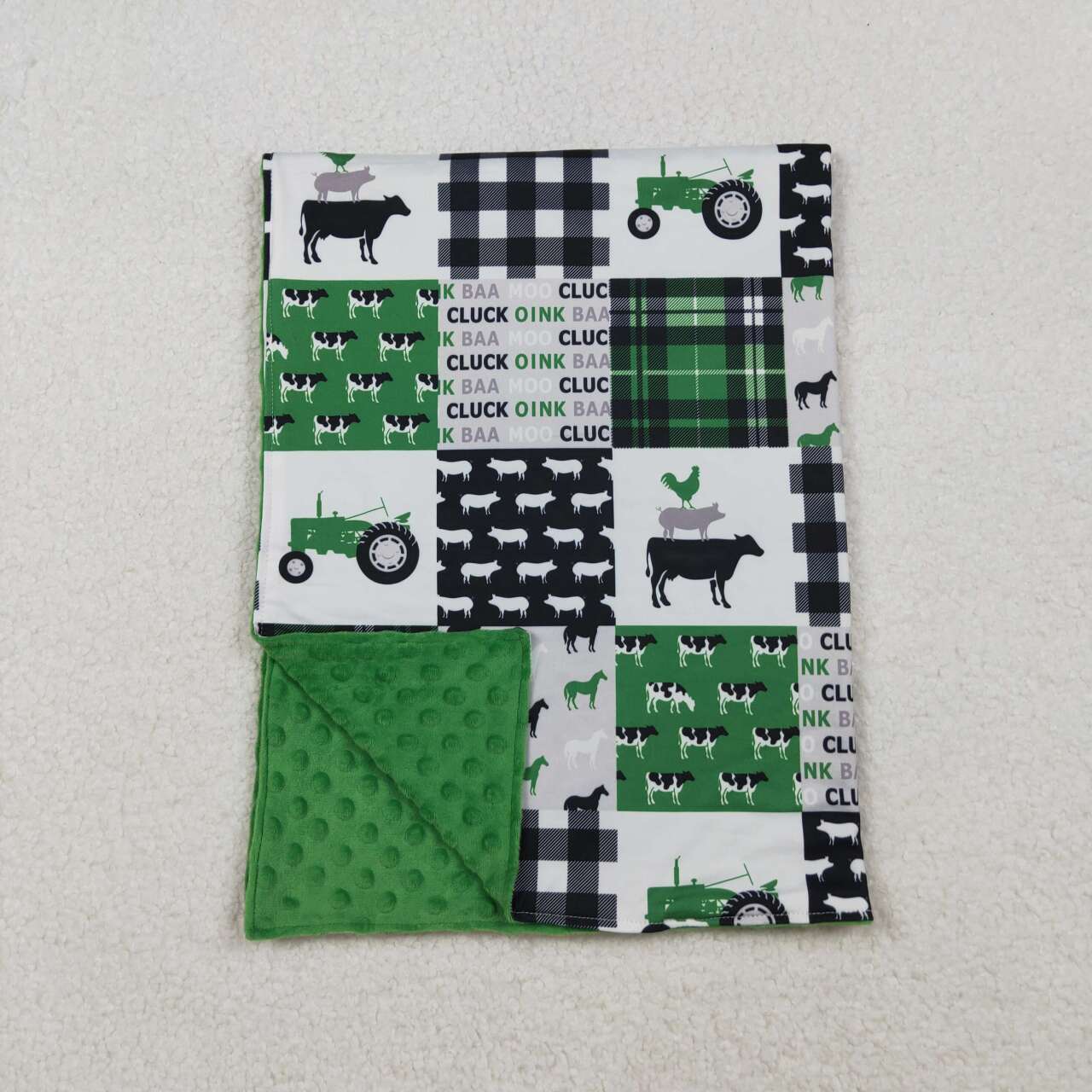 farm animal tractor fleece blanket