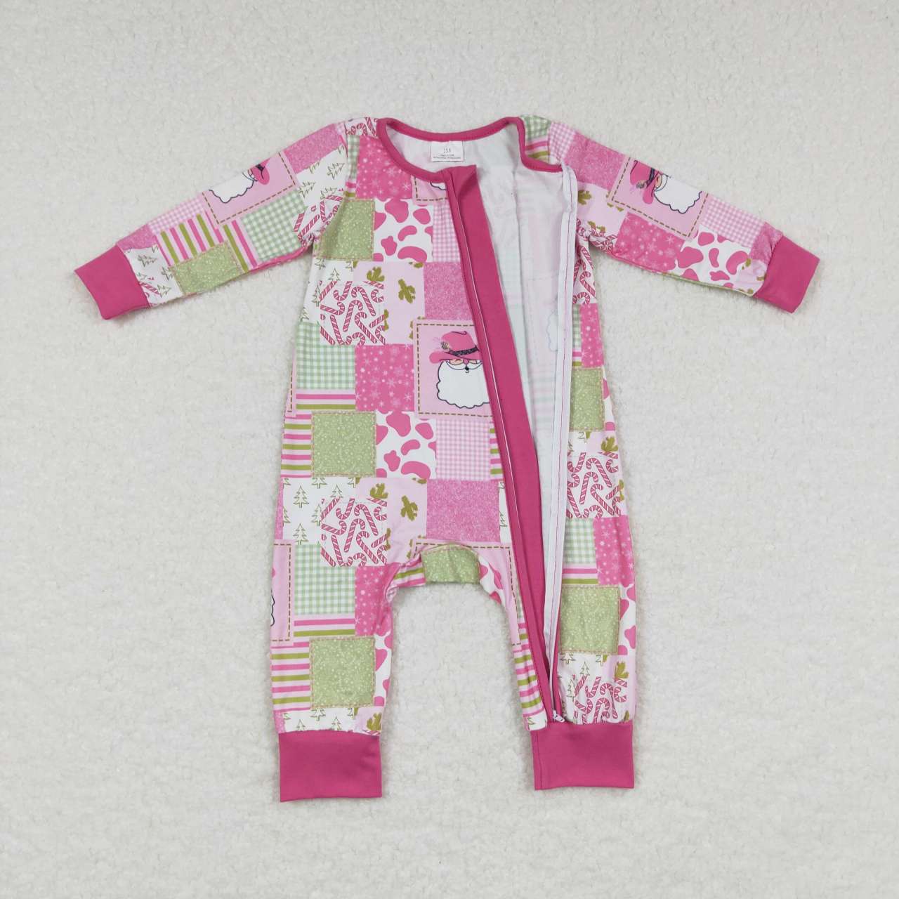 toddle girls long sleeve Christmas Santa Claus zip romper