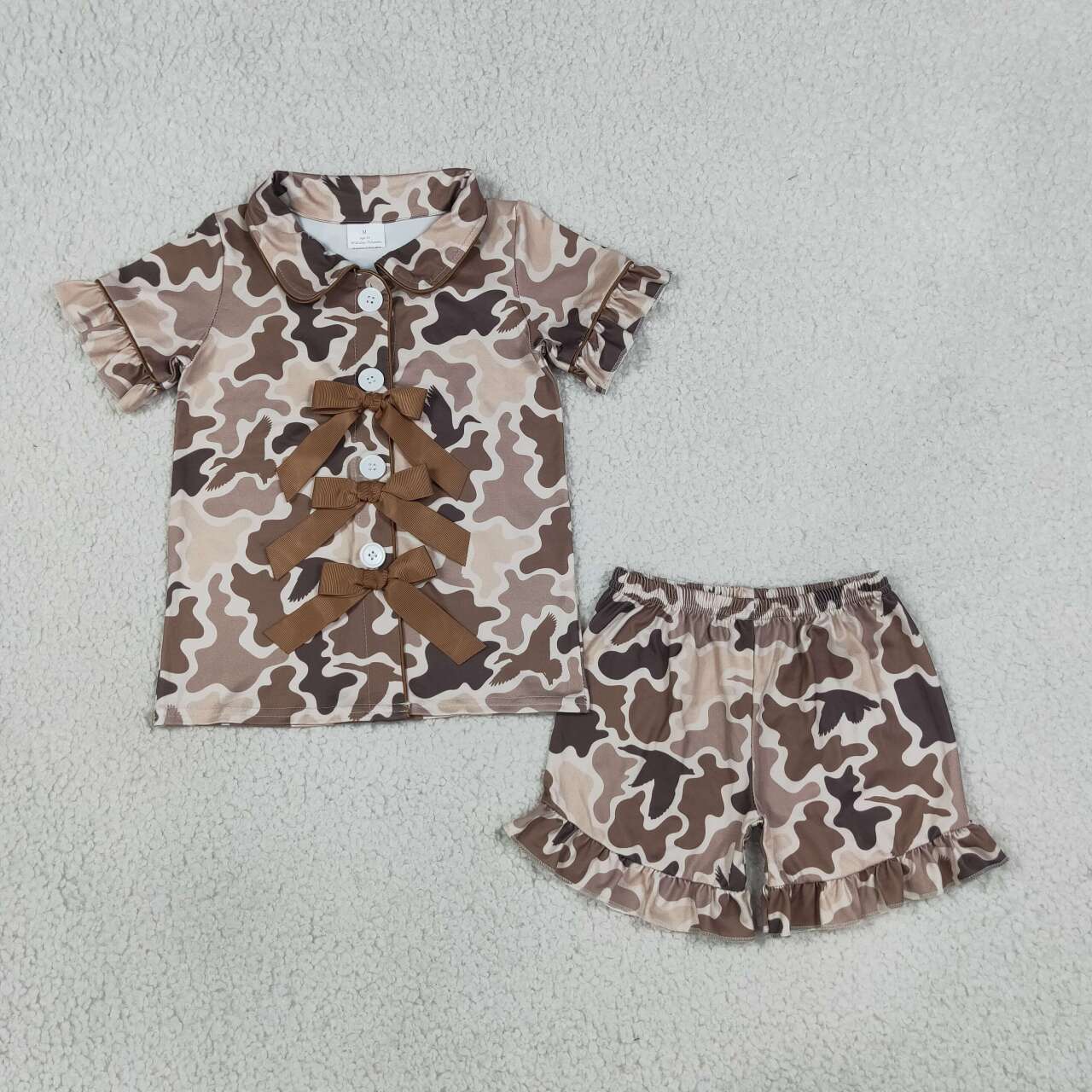 Duck camo top matching shorts girls pajama set