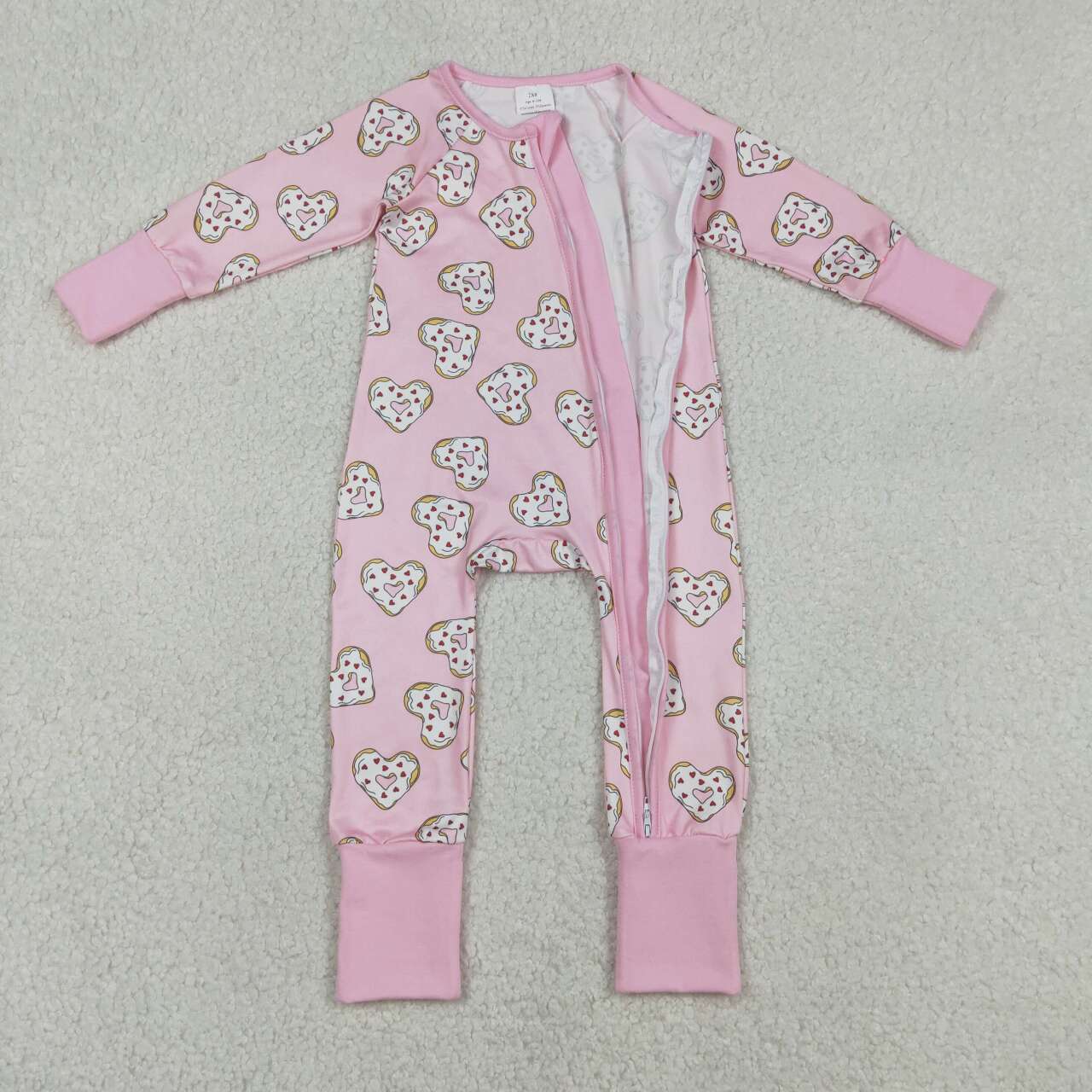 Toddle baby valentines heart donuts zip romper