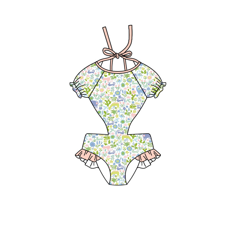 toddle girls farm animal floral swimsuits preorder