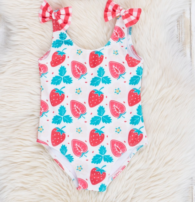 toddle girls one piece strawberry swimwear preorder
