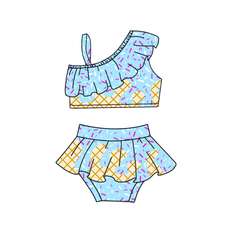 Toddle girls blue ice cream two pieces summer swimsuit preorder