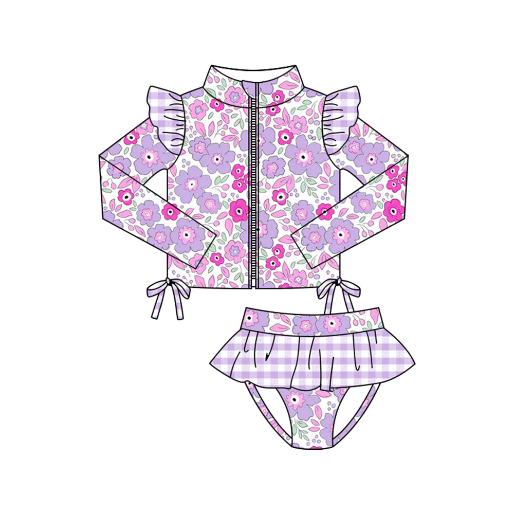 Baby girls floral two pieces bathing suit kids swimwear preorder