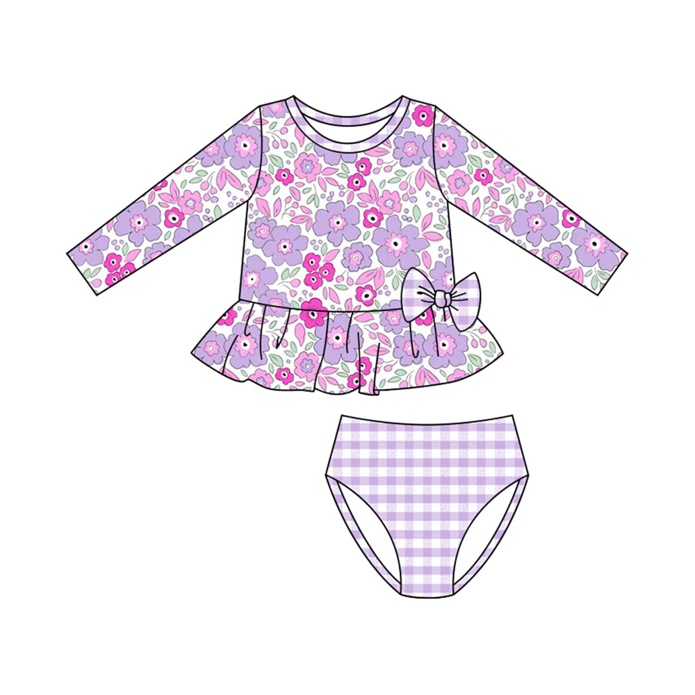 Baby girls floral two pieces bathing suit kids swimwear preorder
