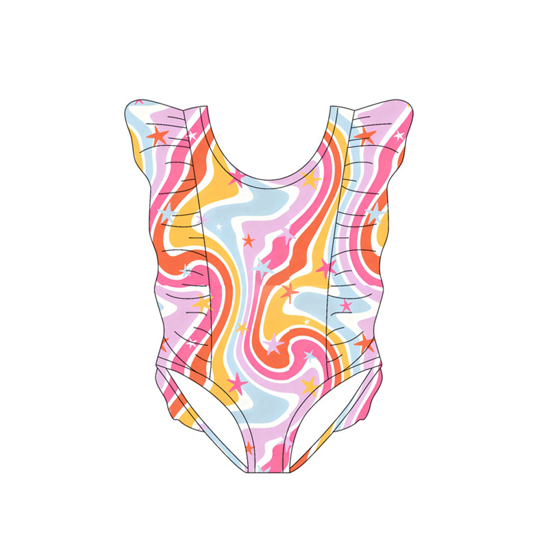 Toddle girls colorful star print one piece swimsuit preorder