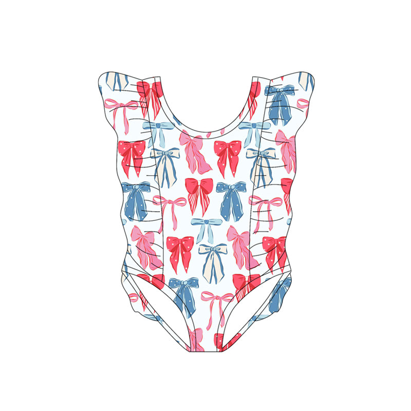 Toddle girls july 4th bow print one piece swimsuit preorder