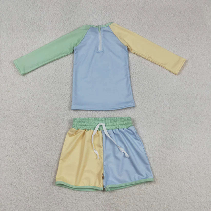 Blue stripes design baby two pieces bathing suit kids swimwear