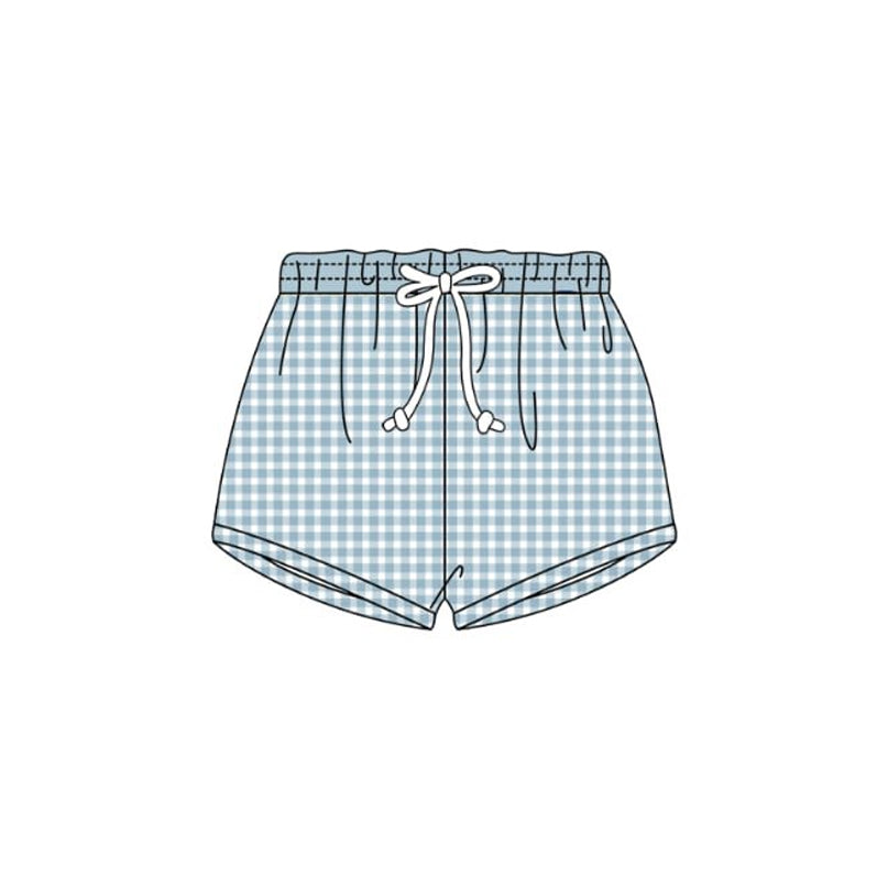 Baby boy blue plaid summer swim trunks preorder