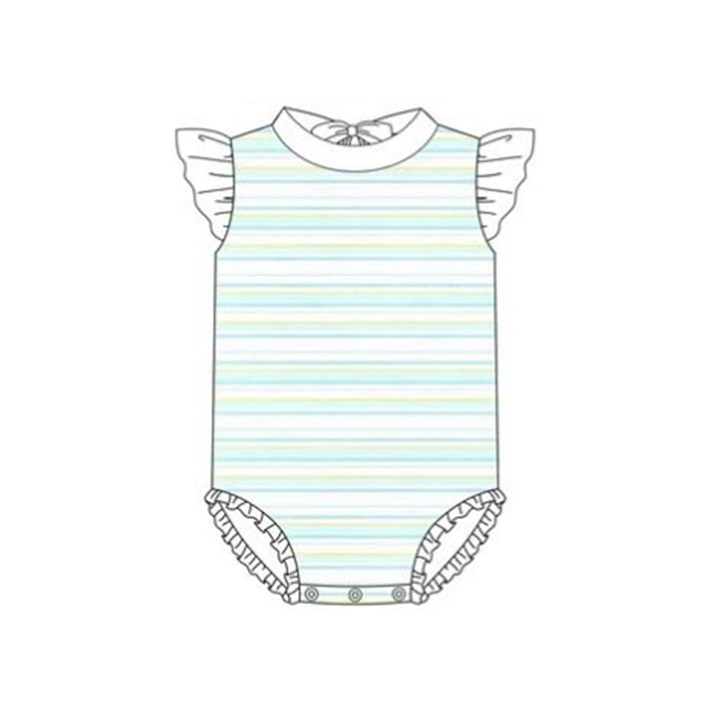 Blue stripes one piece bathing suit kids swimwear preorder