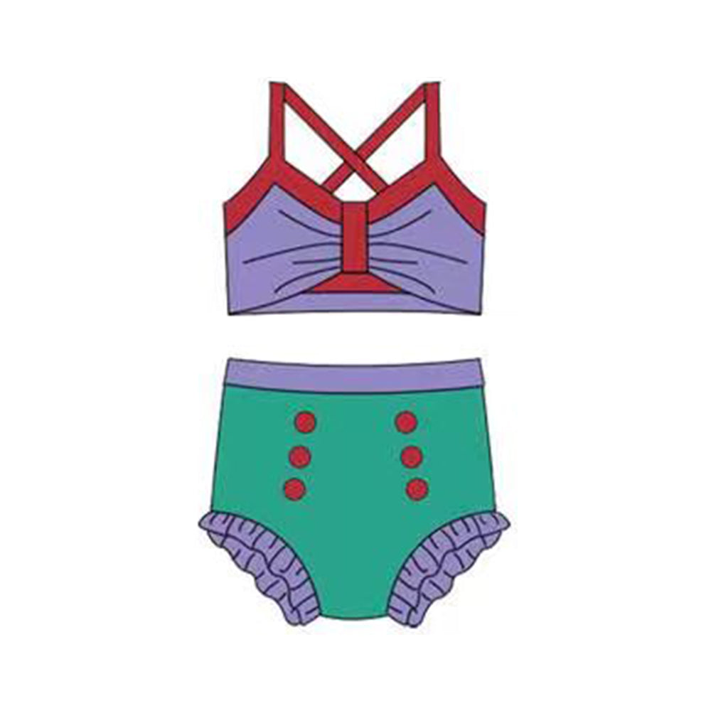 Princess design baby two pieces bathing suit kids swimwear preorder