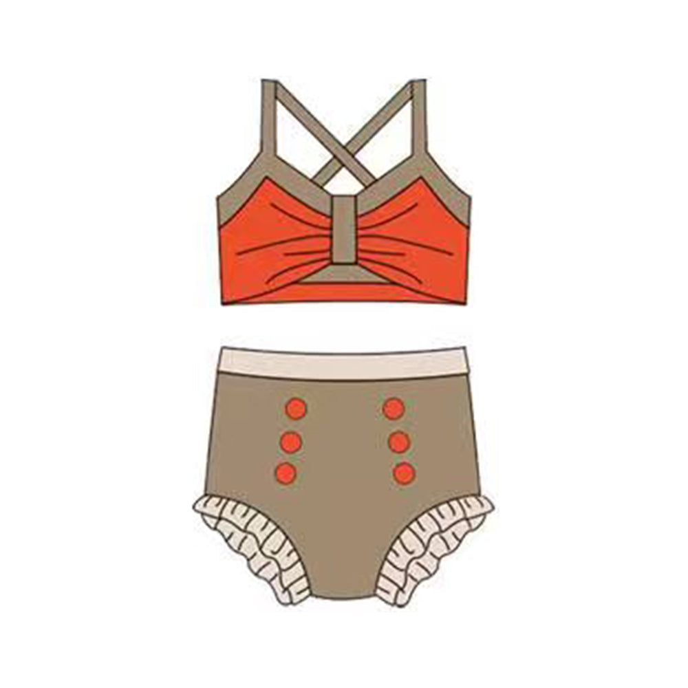 Princess design baby two pieces bathing suit kids swimwear preorder