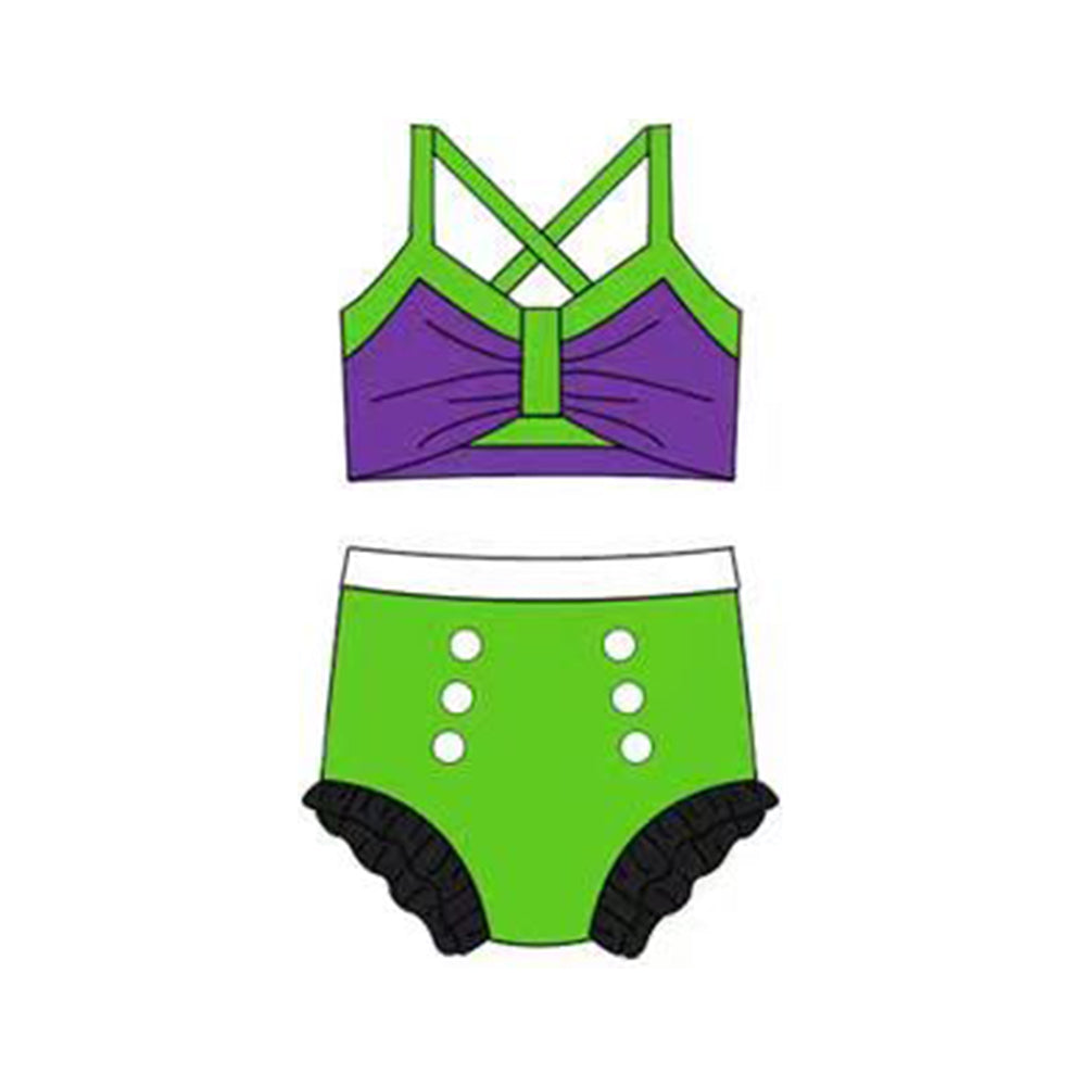 Princess design baby two pieces bathing suit kids swimwear preorder