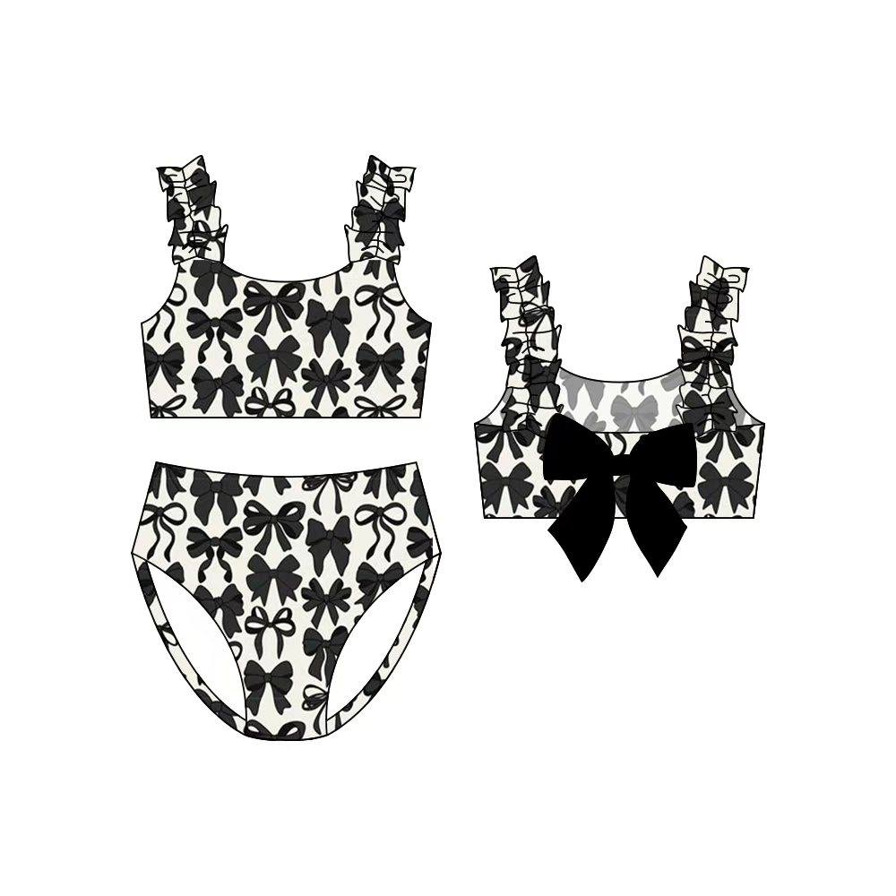 Black bow design baby two pieces bathing suit kids swimwear preorder