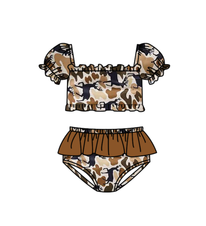 Deer camo girls two pieces bathing suit kids swimwear preorder