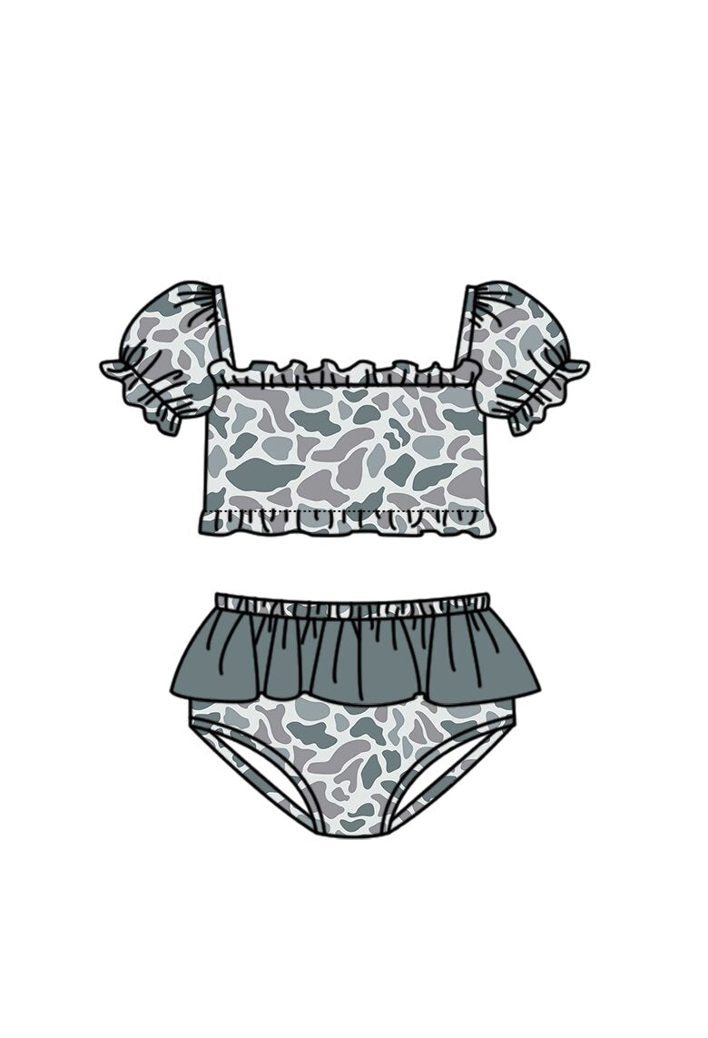 Two pieces grey camo bathing suit kids swimwear preorder