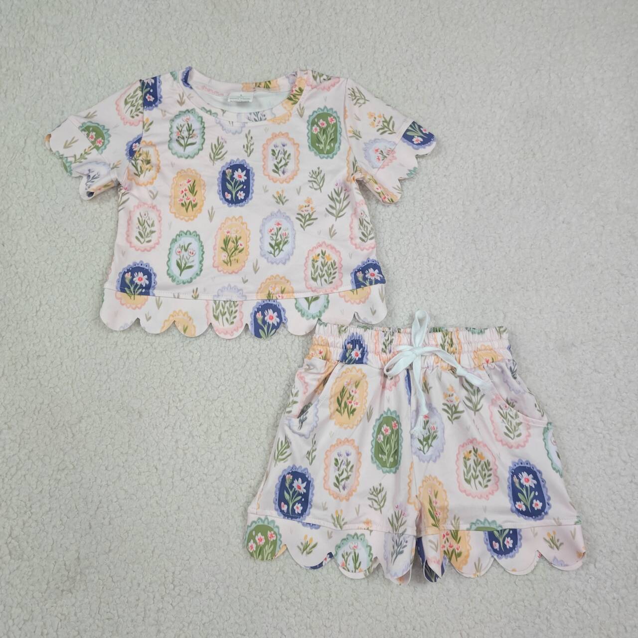 Flowers top matching shorts toddle baby girl outfit