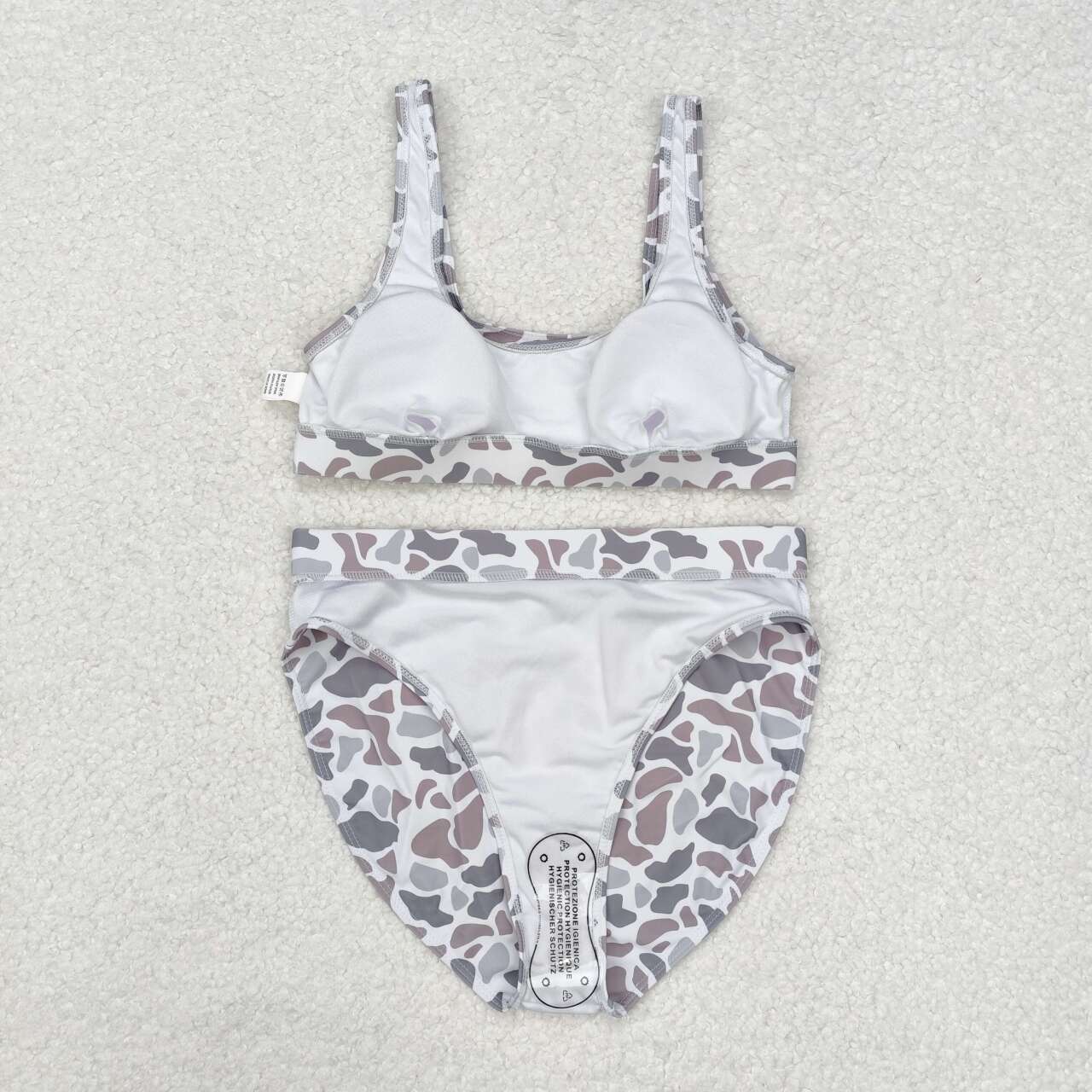 adult women grey camo two pieces swimwear