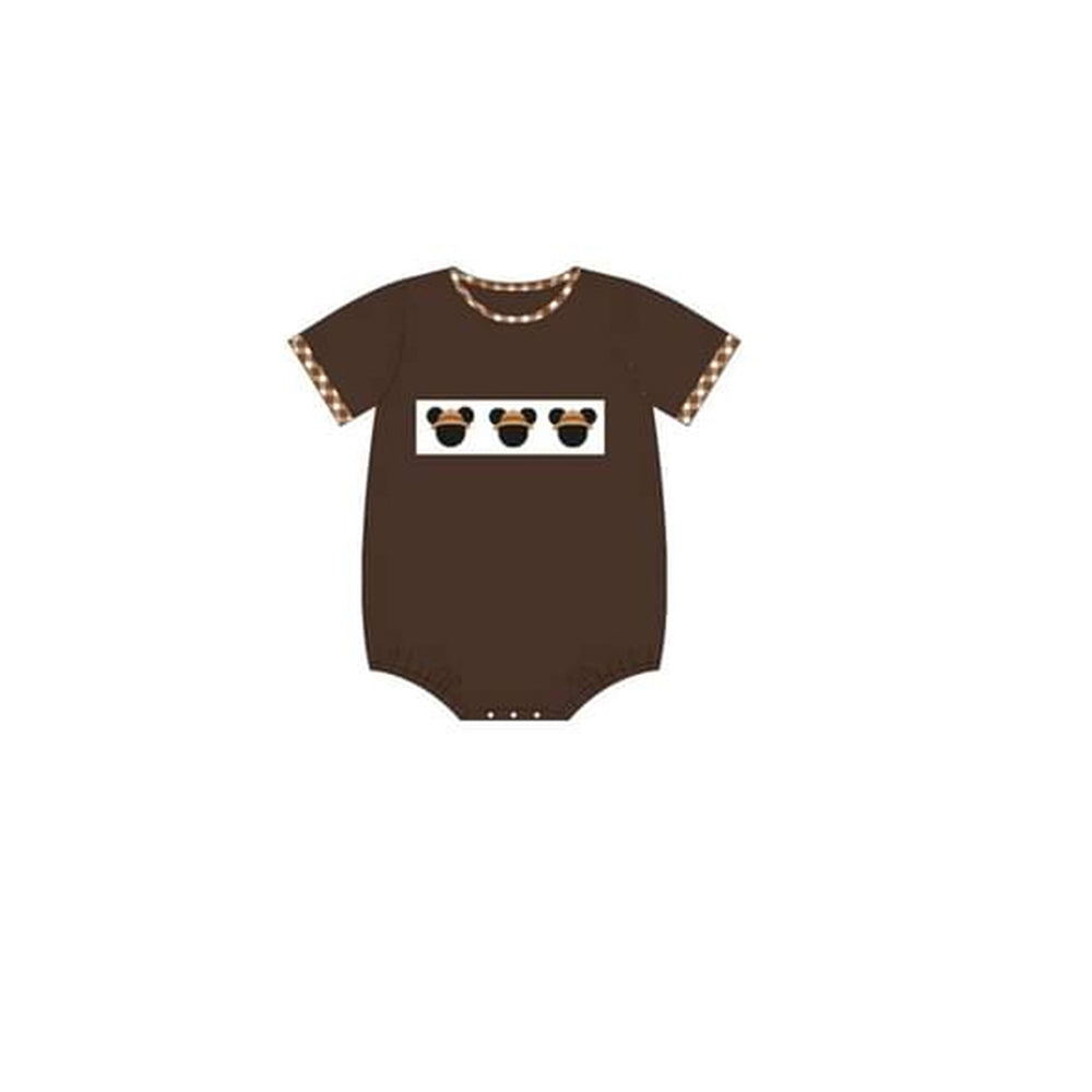 Chocolate Brown Bear Cartoon Baby Romper