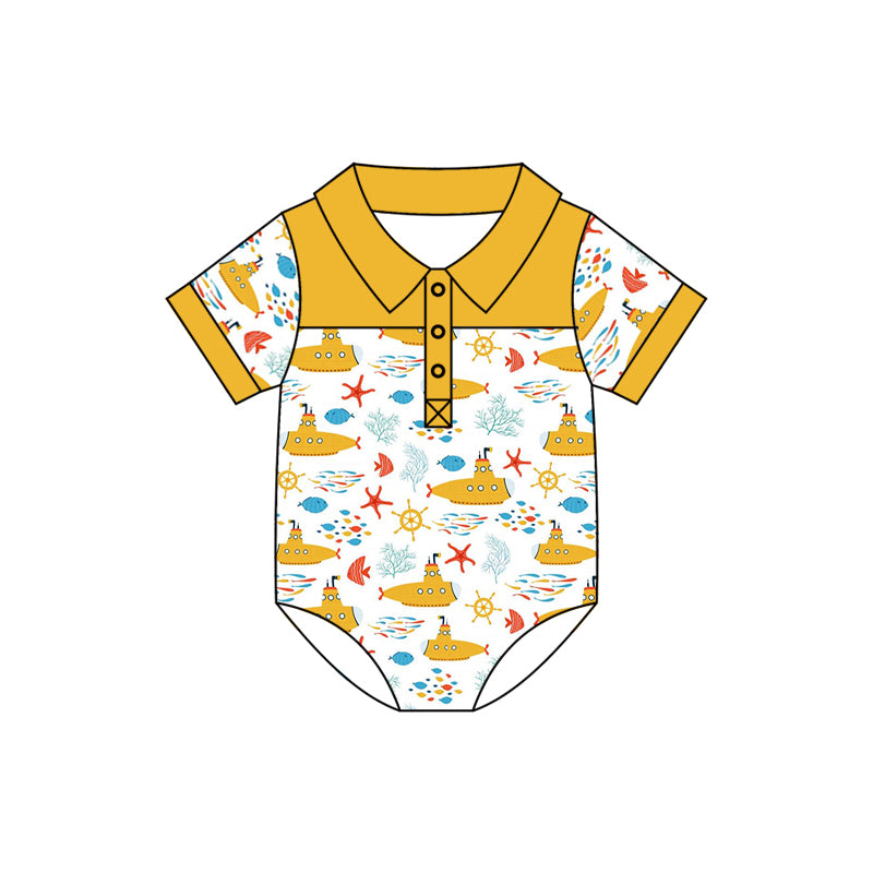 toddle boy short sleeve submarine romper preorder