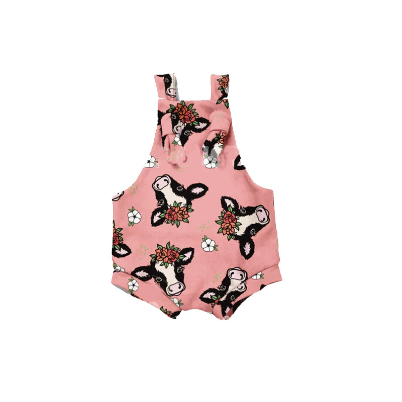 floral farm cow boutique romper preorder
