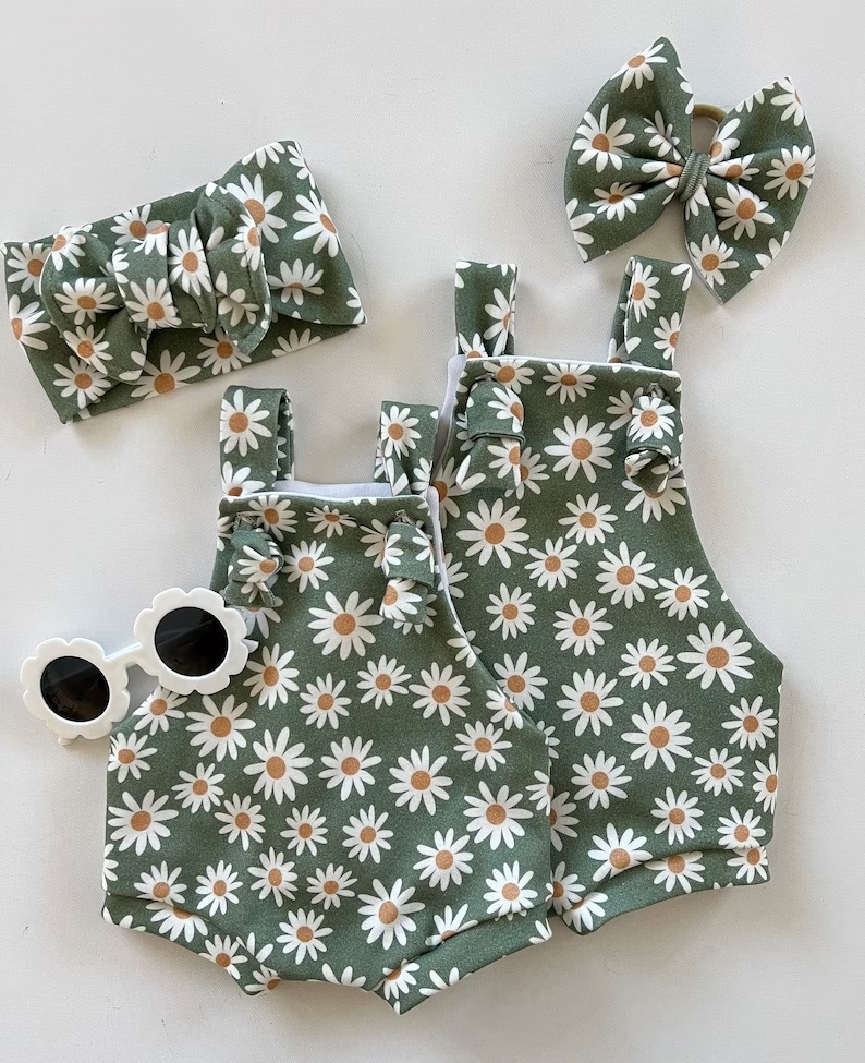 newborn baby girls sunflower romper preorder