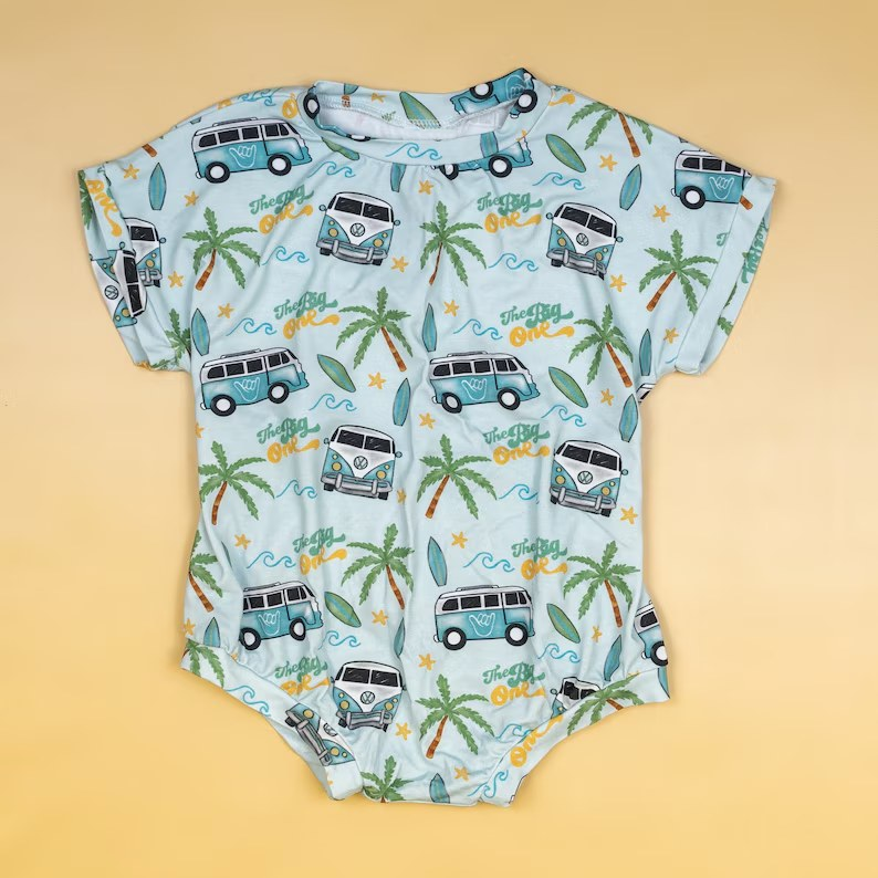 the big one summer beach camping romper preorder