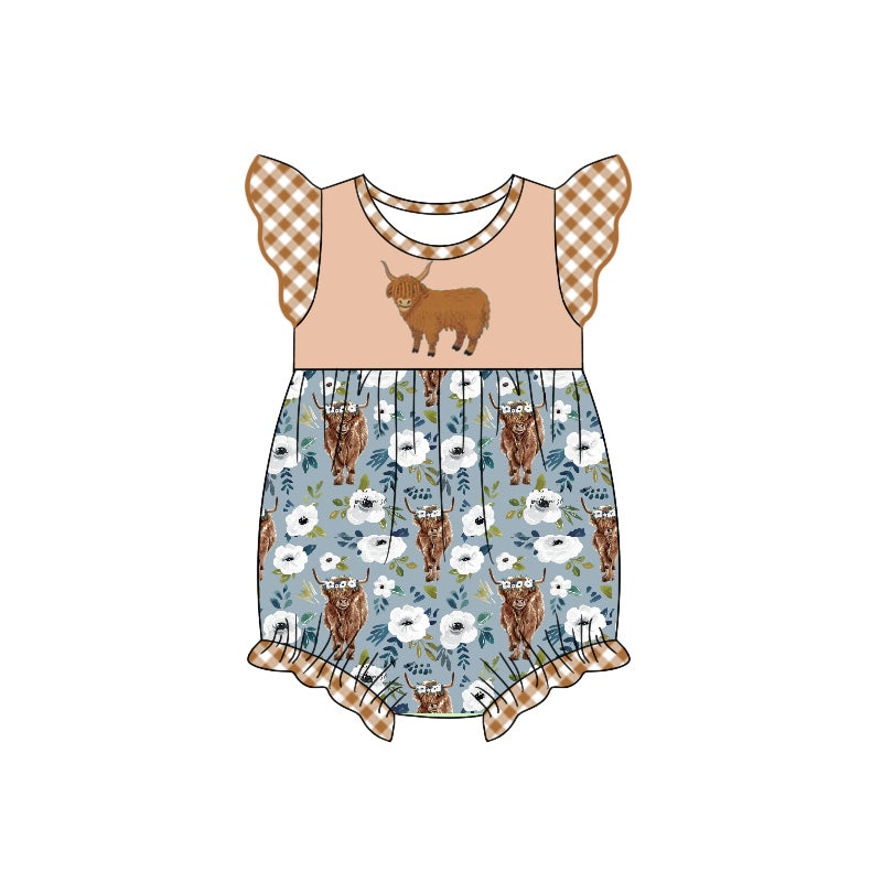 Girls Highland Cow Romper by Three Sisters main image 0