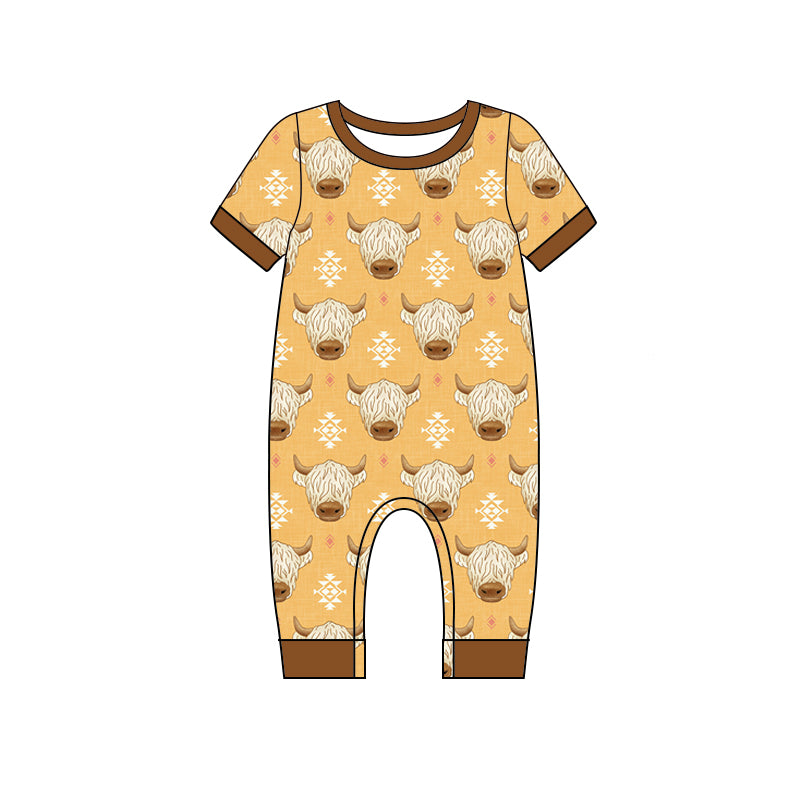 toddle baby boy highland cow western romper preorder