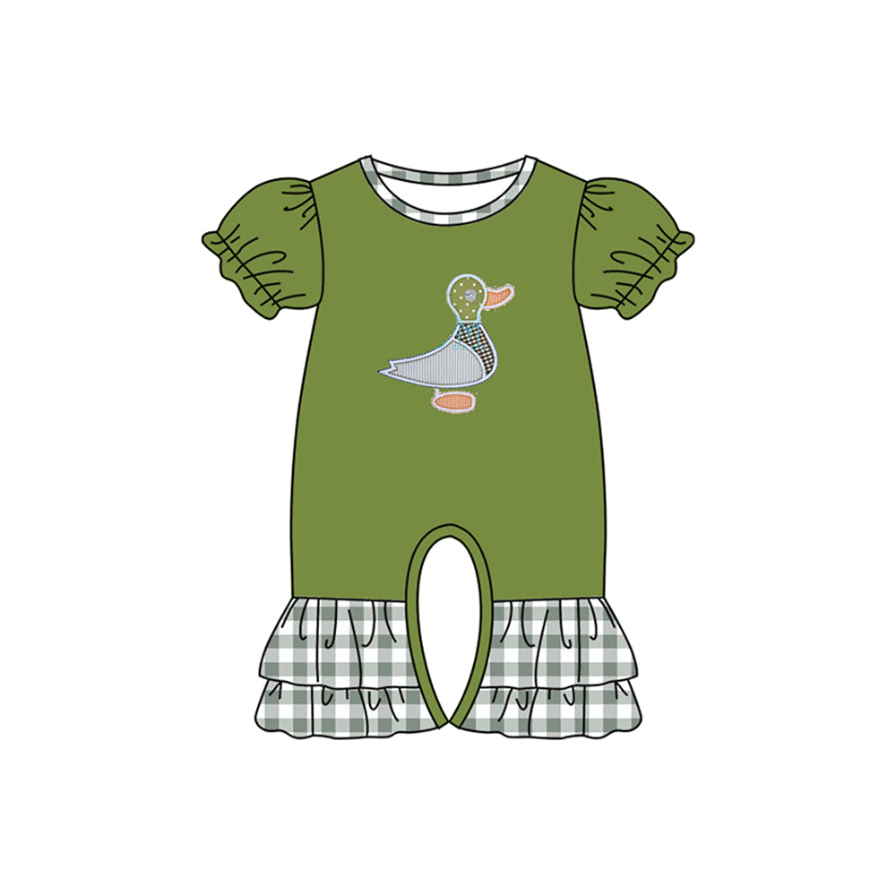 baby girl mallard duck green romper preorder