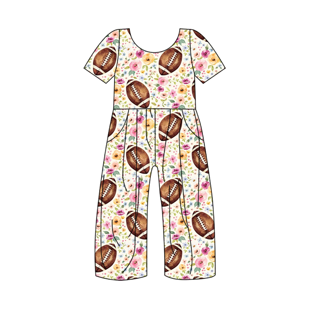 toddle baby girls football floral jumpsuit preorder