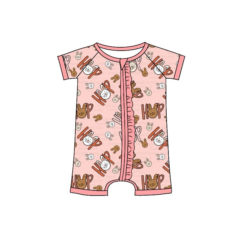 Toddle baby girls Easter short sleeve zip romper preorder