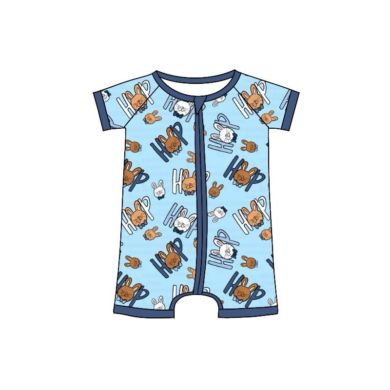 Toddle baby boy Easter short sleeve zip romper preorder