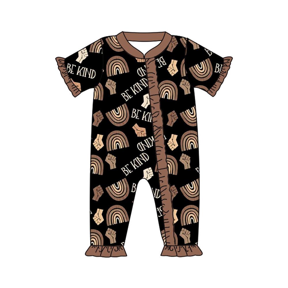 Toddle baby girls be king rainbow print short sleeve zip romper preorder