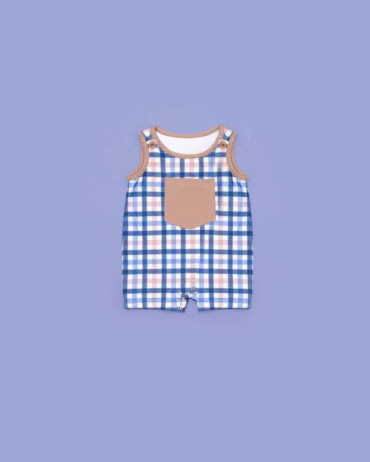 Toddle baby boy plaid romper preorder
