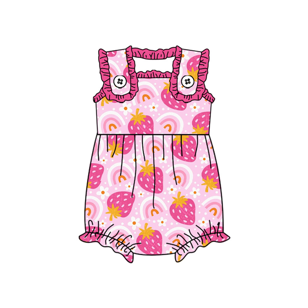 Infant baby girls strawberry rainbow romper preorder