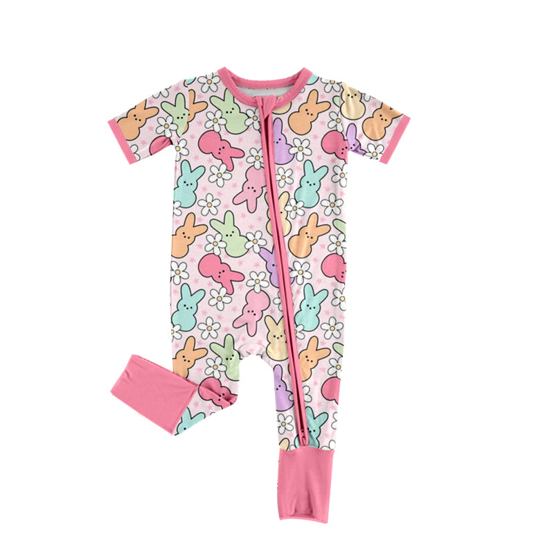 Easter bunny kids short sleeve zip romper preorder